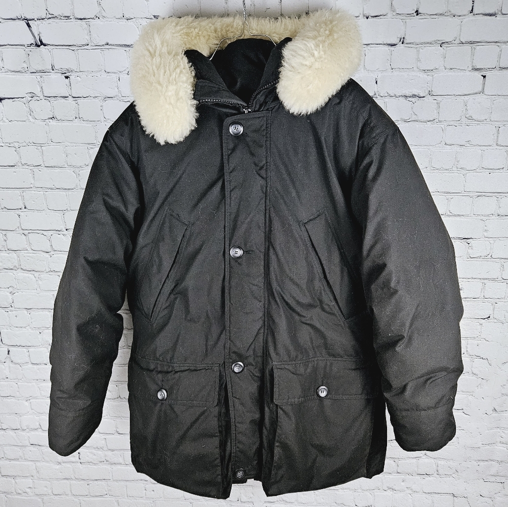 EDDIE BAUER | vintage goose down sheep fur trim parka winter jacket